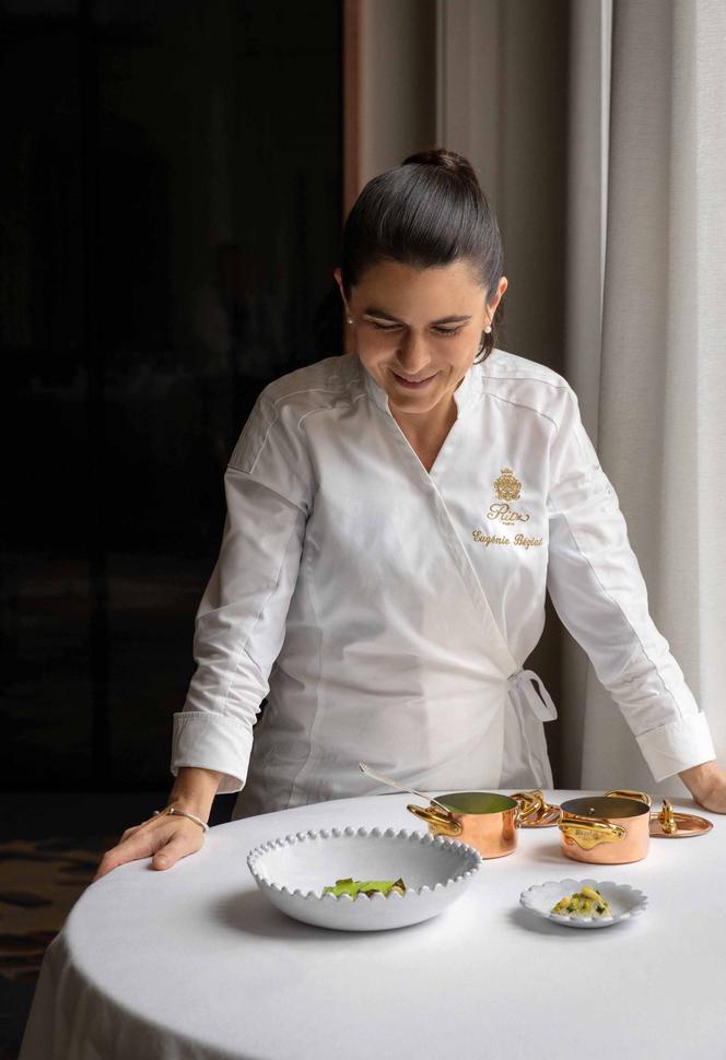John Dory, lovage and angelica served by chef Eugénie Béziat at the Espadon restaurant, at the Ritz Paris, in 2023.