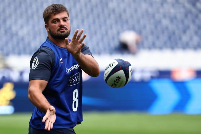 Grégory Alldritt lors d’une séance d’entraînement avec l’équipe de France, au Stade de France, à Saint-Denis, le 26 août 2023.