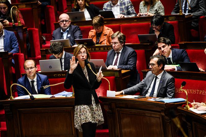 La ministre de l’action et des comptes publics, Amélie de Montchalin, lors de la suite de la discussion du projet de loi de financement de la Sécurité sociale pour 2026, à l’Assemblée nationale, à Paris, le 12 novembre 2025.