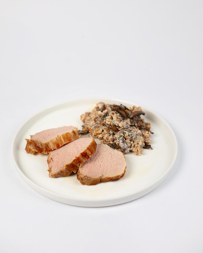 Low temperature beef leg and wheat risotto, recipe, Montreuil, November 4, 2025