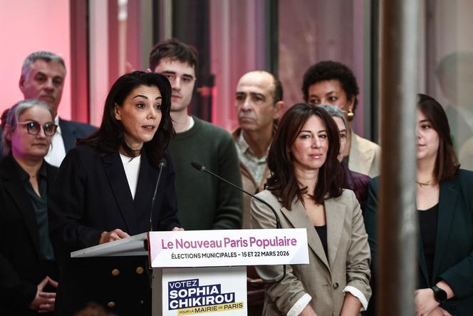 Sophia Chikirou, députée du Nouveau Front populaire, intervient lors du lancement de sa campagne pour les élections municipales, à Paris, le 14 novembre 2025.