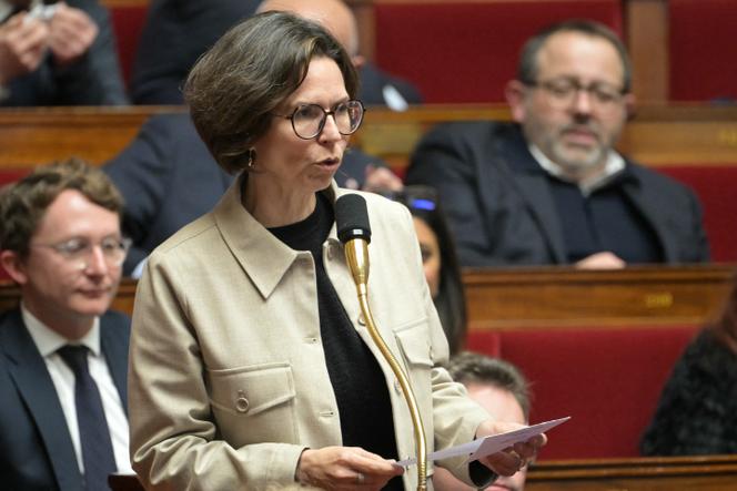 La députée (Ensemble pour la République, Isère) Camille Galliard-Minier a porté un amendement au PLFSS sur la protection sociale des artistes auteurs. Ici, lors d’une séance de questions au gouvernement, à l’Assemblée nationale, à Paris, le 21 janvier 2025.