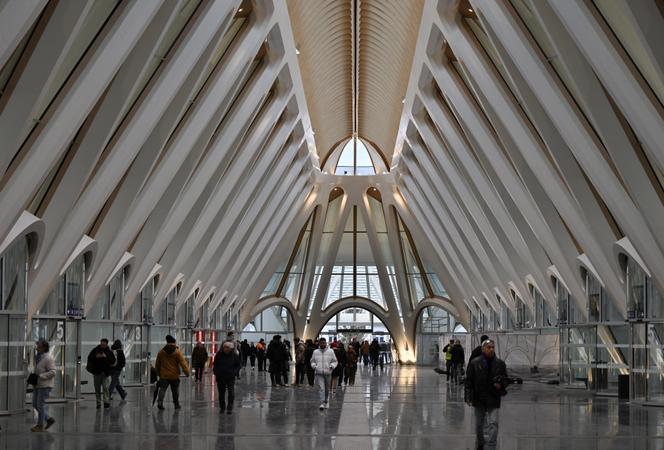 Des voyageurs traversent la nouvelle gare de Mons (Belgique), le 18 décembre 2024.