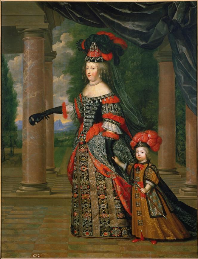 Portrait de la reine Marie-Thérèse et de son fils le Dauphin en costume « à la polonaise» (1664), de Henri et Charles Beaubrun.