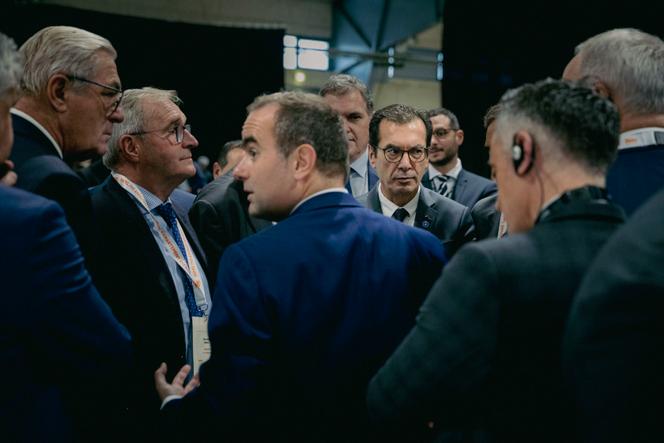 Prime Minister, Sébastien Lecornu, and Minister of Labor and Solidarity, Jean-Pierre Farandou, at the French Departments Conference, in Albi, 14 November 2025.