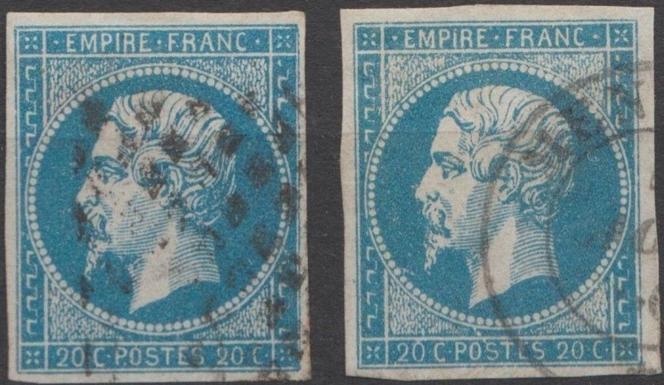 Timbres oblitérés détachés, grille sarde (à gauche) et cachet de Mentone (Menton), 136 euros sur le site spécialisé Delcampe.