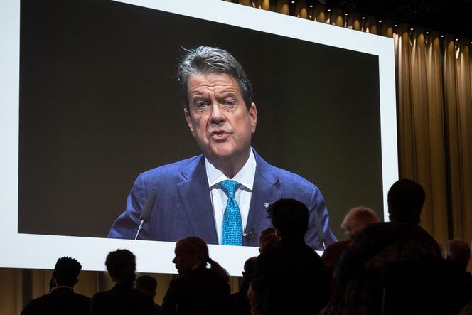 Le président d’UBS, Colm Kelleher, lors de l’assemblée générale des actionnaires d’UBS, à Bâle, le 5&nbsp;avril 2023.