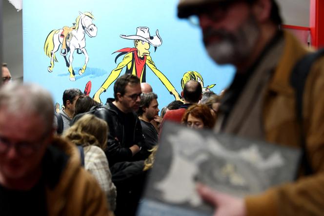 Lucky Luke affiché lors du Festival international de la bande dessinée d’Angoulême, en janvier 2025.