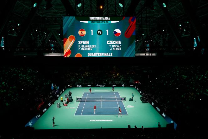 The doubles match of the Davis Cup match between Spain and the Czech Republic, at the Bologna Exhibition Center, November 20, 2025.