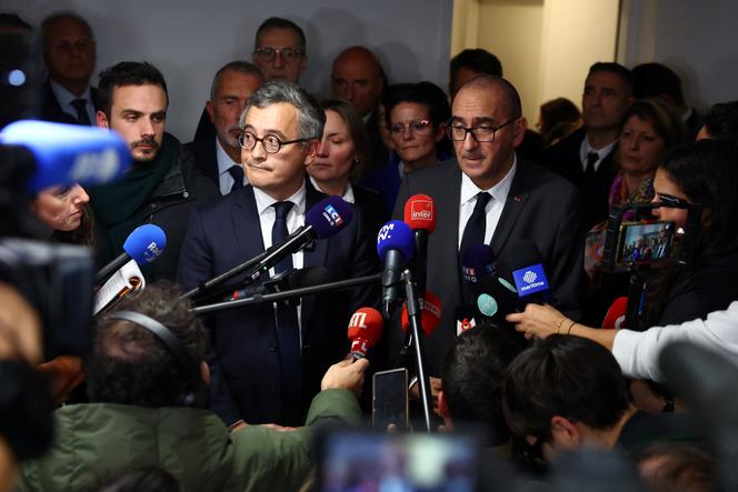 Le ministre de la Justice, Gérald Darmanin, et le ministre de l’Intérieur, Laurent Nunez, à Marseille, le 20 novembre 2025. 