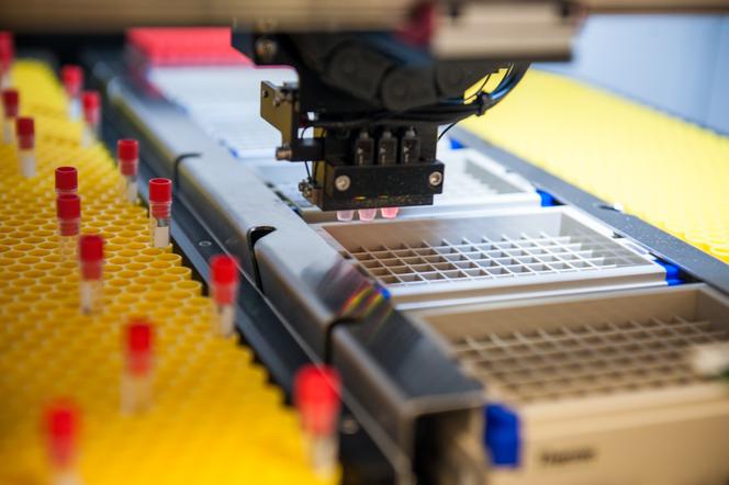 The Metagenopolis Biobank is a robotic system capable of storing several hundred thousand samples at −80 °C, in Jouy-en-Josas (Yvelines), 18 August 2017.