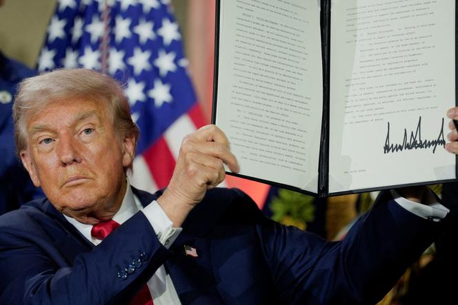  Le président américain, Donald Trump, après la signature d’un décret relatif à l’intelligence artificielle, à Washington (DC), le 23 juillet 2025.