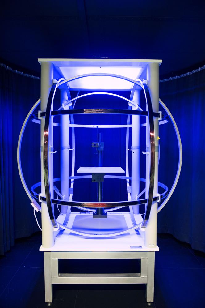 A l’Institut de recherche de pathologie moléculaire de Vienne, dans une chambre blindée, des bobines créent un champ magnétique pour étudier le sens de l’orientation des pigeons.