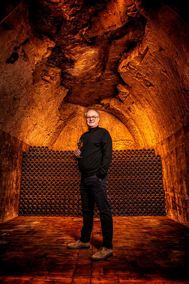 Olivier Vigneron, dans les caves de la maison Laurent-Perrier, à Tours-sur-Marne (Marne).