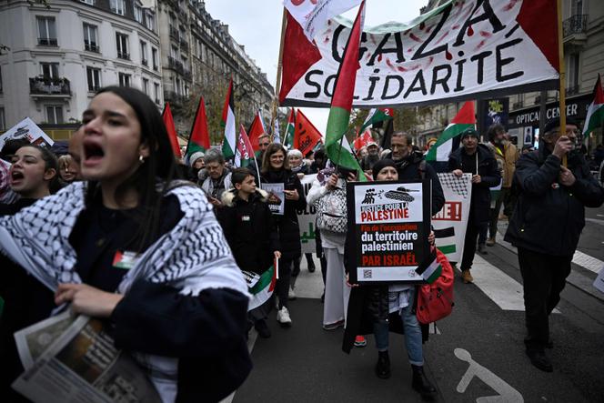 Un rassemblement de solidarité avec les Palestiniens, à Paris, le 29&nbsp;novembre 2025.