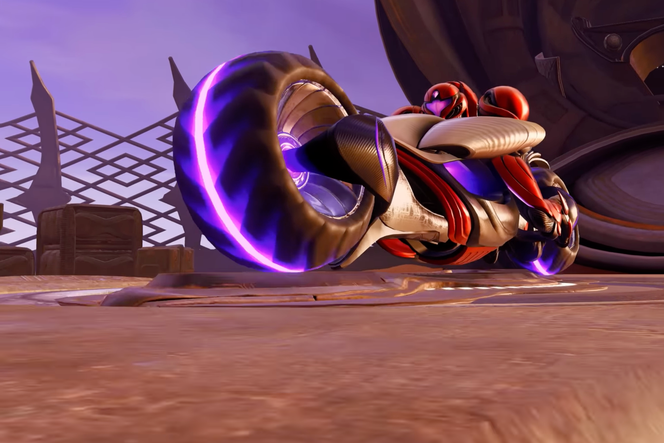 Dans « Metroid Prime 4 : Beyond », la chasseuse de primes Samus Aran enfourche une moto extraterrestre.