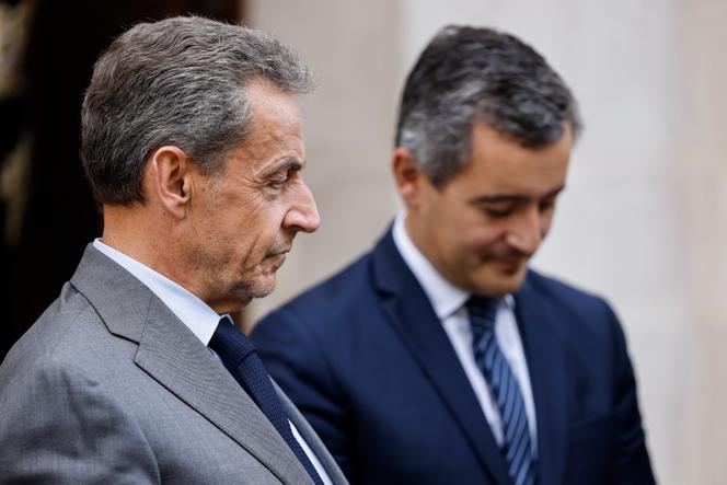 Nicolas Sarkozy et Gérald Darmanin, ministre de l’intérieur, participent à la commémoration du centenaire de la Grande Mosquée de Paris, le 19 octobre 2022.