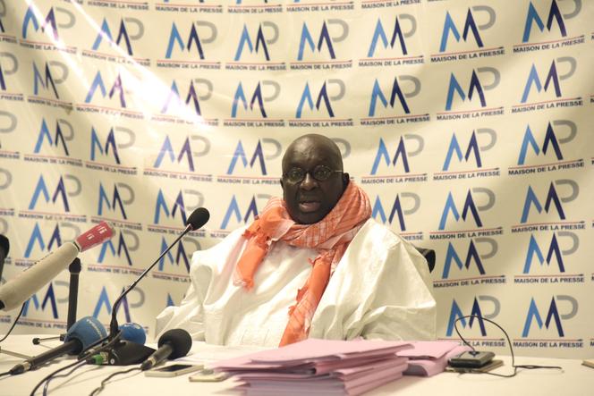 Le Sénégalais Papa Massata Diack, fils de Lamine Diack, l’ex-patron de l’athlétisme mondial, décédé en 2021, lors d’une conférence de presse à Dakar, le 14 septembre 2020. 