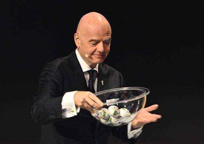 Le président de la Fédération internationale de football, Gianni Infantino, le 5&nbsp;décembre 2025,&nbsp;lors du tirage au sort des groupes de la Coupe du monde 2026, à Washington (Etats-Unis).