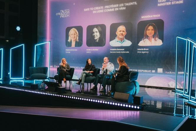 Lors de la conférence « Safe to create : protéger les talents, en ligne comme en vrai », à la Station F, à Paris, le 9 décembre 2025.