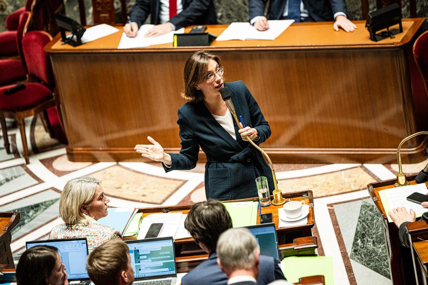 La ministre de l'action et des comptes publics, Amélie de Montchalin, lors de la nouvelle lecture du projet de loi de financement de la Sécurité sociale (PLFSS) pour 2026, à l'Assemblée nationale, à Paris, le 9 décembre 2025.