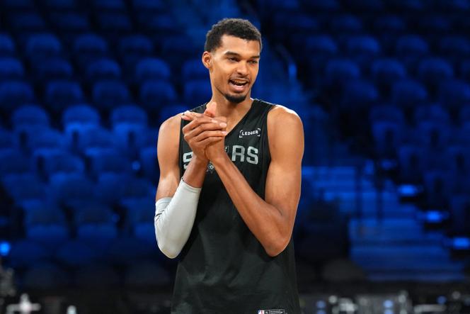 Le basketteur international français Victor Wembanyama, à l’entraînement le 12 décembre 2025, à Las Vegas (Nevada). 