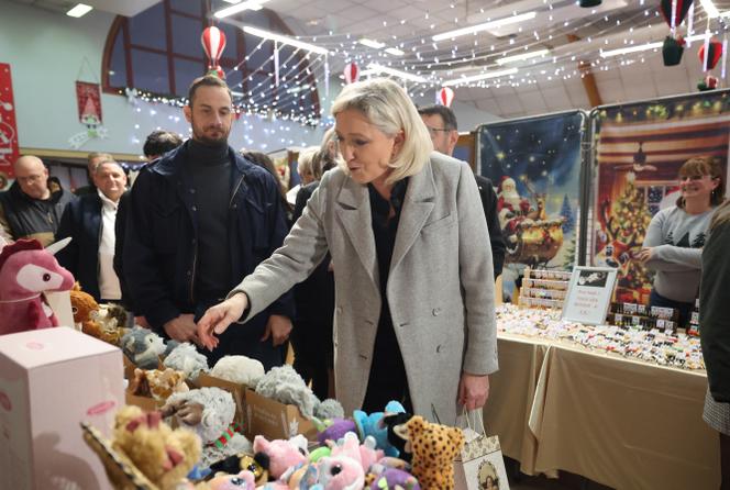 La députée (Rassemblement national) Marine Le Pen, à Oignies (Pas-de-Calais), le 28 novembre 2025. 