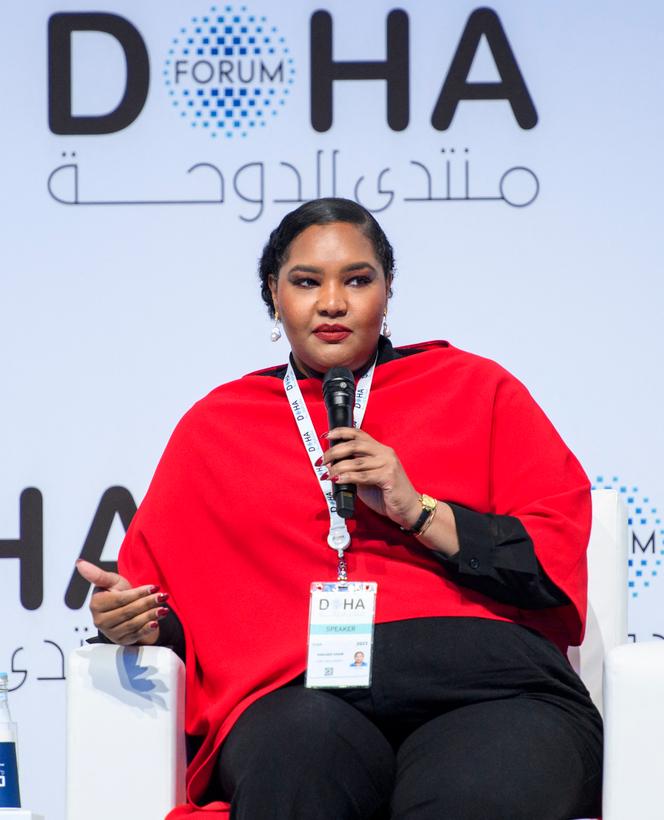 Kholood Khair, directrice du think tank Confluence Advisory, lors du Forum de Doha, au Qatar, le 11 décembre 2023.