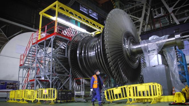 Une turbine Arabelle, avant son installation dans la centrale nucléaire de Hinkley Point, à Bridgwater (Royaume-Uni), le 4 juillet 2024.
