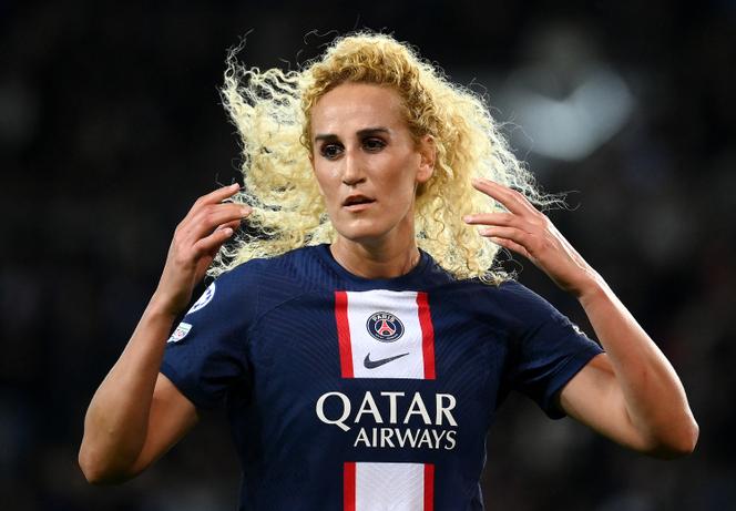 Kheira Hamraoui, lors d’un match au Parc des Princes, à Paris, le 22 mars 2023.