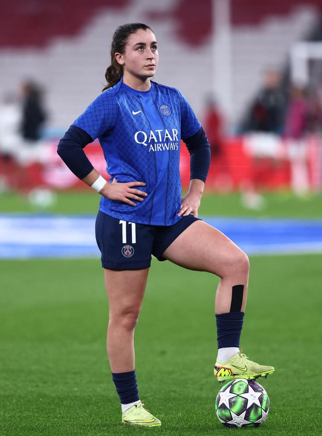 La Canadienne Florianne Jourde, avant un match du PSG à Lisbonne, le 17&nbsp;décembre 2025. 
