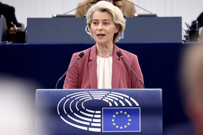 Ursula von der Leyen, présidente de la Commission européenne, au Parlement européen, à Strasbourg, le 17 décembre 2025.