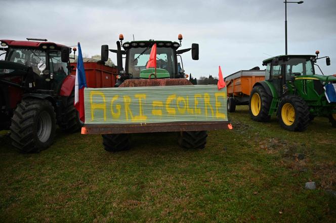 Le syndicat agricole Jeunes Agriculteurs près de l’autoroute A61, à Castelnaudary (Aude), le 17 décembre 2025.