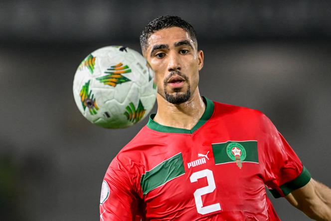 Le défenseur marocain Achraf Hakimi lors du match de huitièmes de finale de la Coupe d’Afrique des nations (CAN) entre le Maroc et l’Afrique du Sud, à San Pedro (Côte d’Ivoire), le 30 janvier 2024.