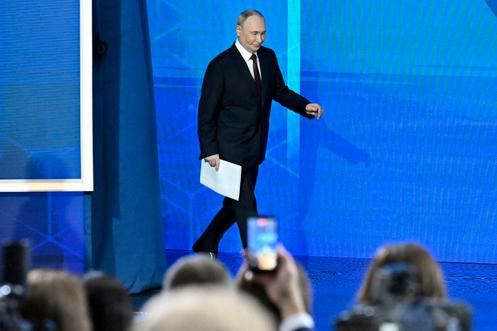 Vladimir Poutine lors de sa conférence de presse annuelle à Moscou, le 19 décembre 2025.