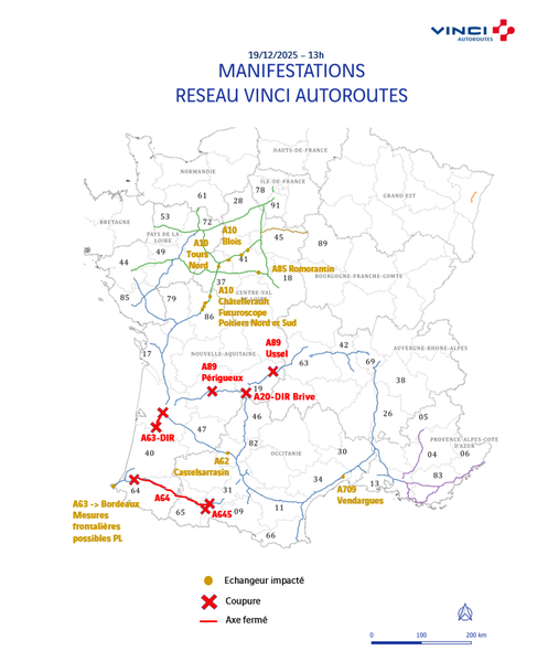 Capture d’écran des blocages autoroutiers