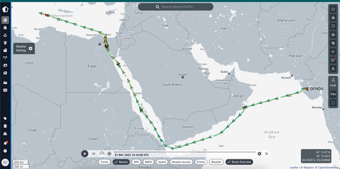 Capture d’écran de la position du navire « Qendil » sur le site Marine Traffic.