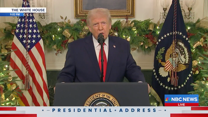 Captura de tela da entrevista com o presidente dos EUA, Donald Trump, transmitida pela NBC News em 19 de dezembro de 2025.