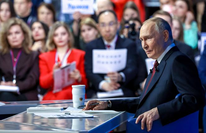 Le président russe, Vladimir Poutine, lors de sa conférence de presse de fin d’année, à Moscou, le 19 décembre 2025.