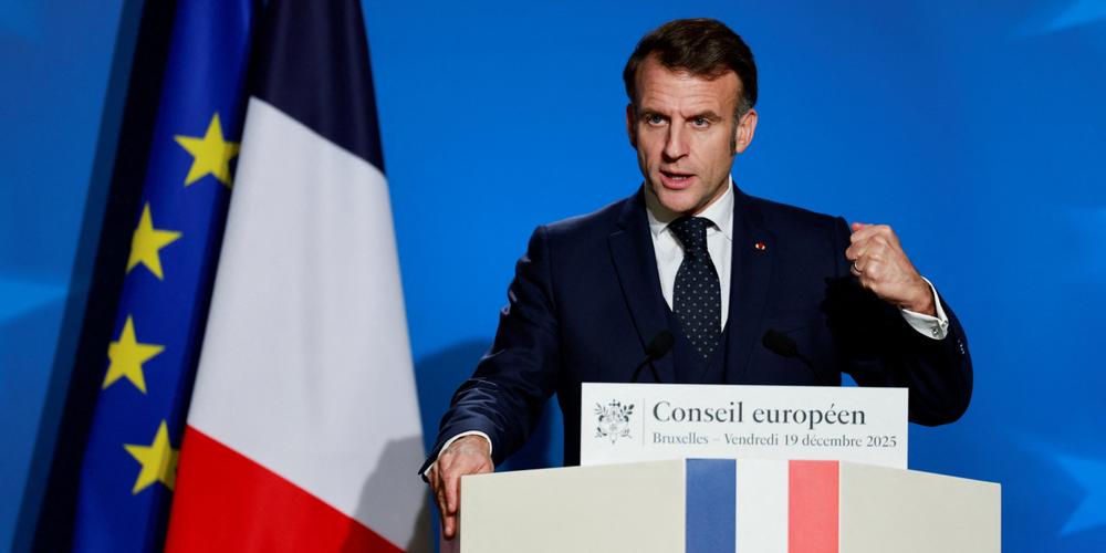 Emmanuel Macron, lors d’un sommet des dirigeants de l’Union européenne, à Bruxelles, le 19 décembre 2025. - STEPHANIE LECOCQ/REUTERS