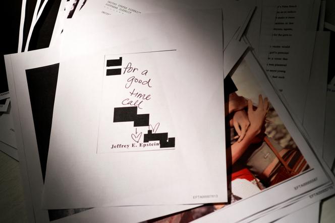 Exemple de documents rendus publics par le ministère de la justice américain dans l’affaire Epstein, le 19 décembre 2025.