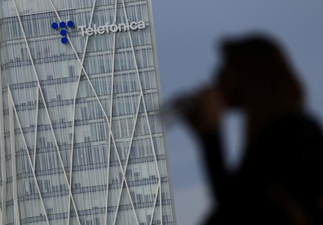 Le siège social de l’opérateur téléphonique espagnol Telefonica, à Barcelone, (Espagne), le 25 février 2025. 