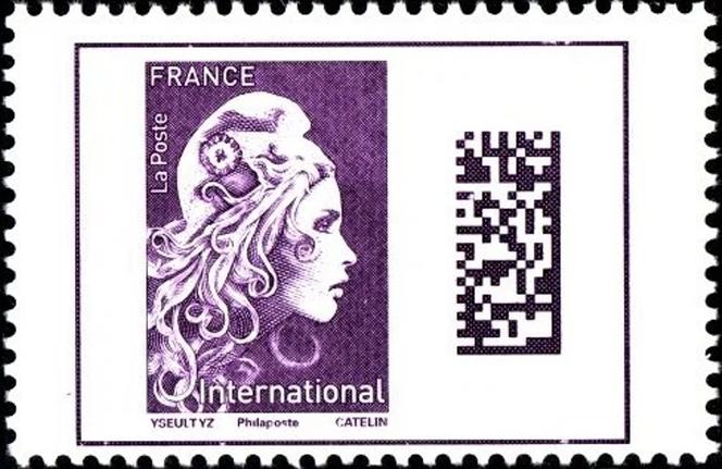 «&nbsp;Marianne&nbsp;» datamatrix, 2019, légendée &nbsp;«&nbsp;Philaposte&nbsp;» (marge en bas du timbre).