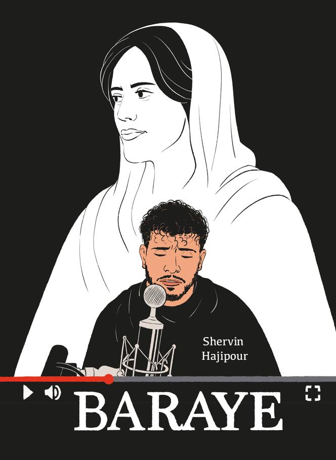 Shervin Hajipour, auteur d’un hymne de la révolte iranienne de 2022, dessiné par Karim Friha dans « Chansons rebelles ».