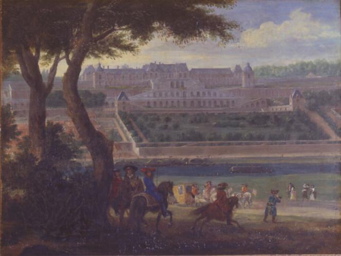 «Vue du Château-Neuf» (vers. 1665), Ecole française du XVIIᵉ siècle, séquito de Adam Frans Van der Meulen.