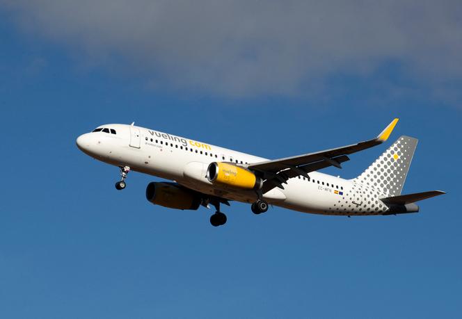 Un Airbus A320&nbsp;de la compagnie espagnole Vueling atterit à Palma de Mallorca (Espagne), le 29&nbsp;novembre 2025.