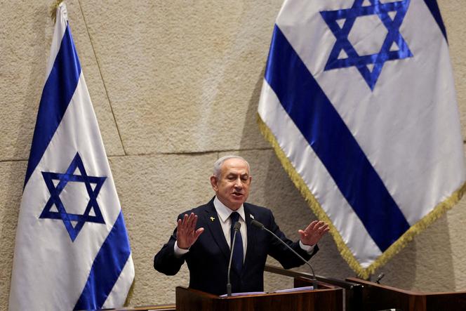 Israeli Prime Minister Benjamin Netanyahu during a plenary session of the Knesset, Israel's parliament, in Jerusalem, November 10, 2025.