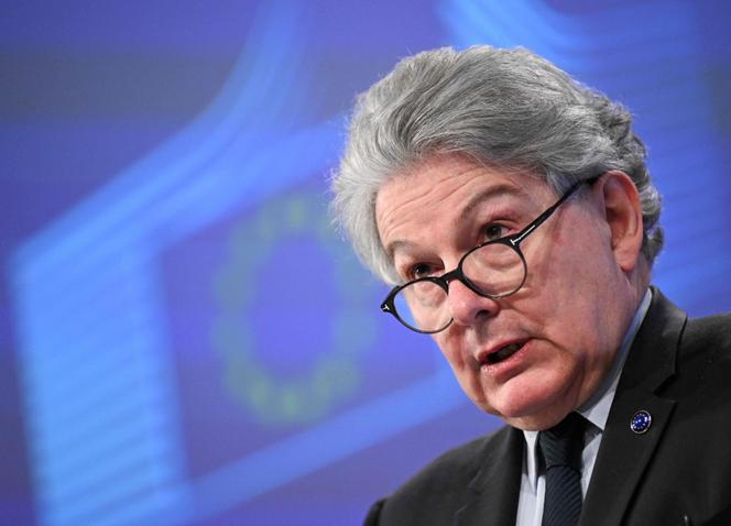Thierry Breton au siège de l’UE à Bruxelles, le 5 mars 2024.