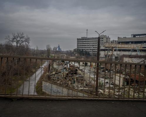 Une usine détruite par des bombardements russes à Kramatorsk, dans l’oblast de Donetsk, en Ukraine, le 18 décembre 2025.