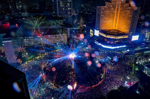 A Jakarta, à l’occasion des célébrations du Nouvel An, le 1ᵉ janvier 2026.